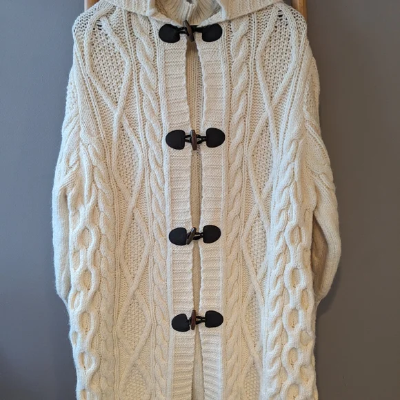 Mango Nordic Hooded Cable-Knit Long Cardigan - Picture 1 of 4
